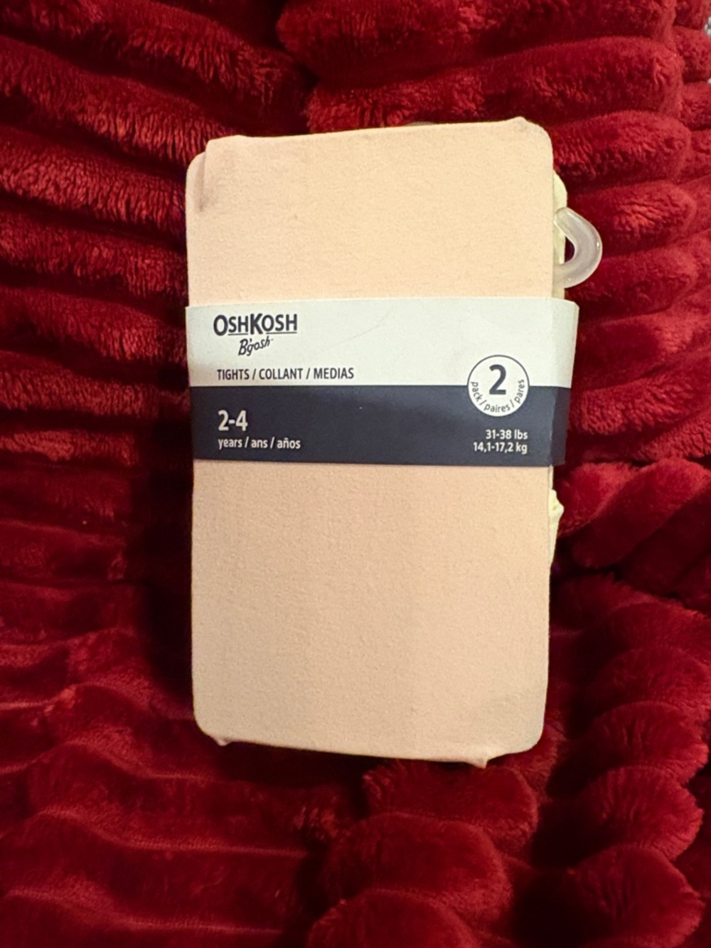 OshKosh B'gosh Cream/Pink Girls Tights - 2 Pack